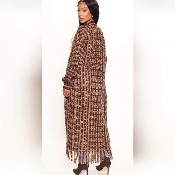 Fashion Nova Paint The Skies Patterned Fringe Cardigan Size L - Picture 6 of 6